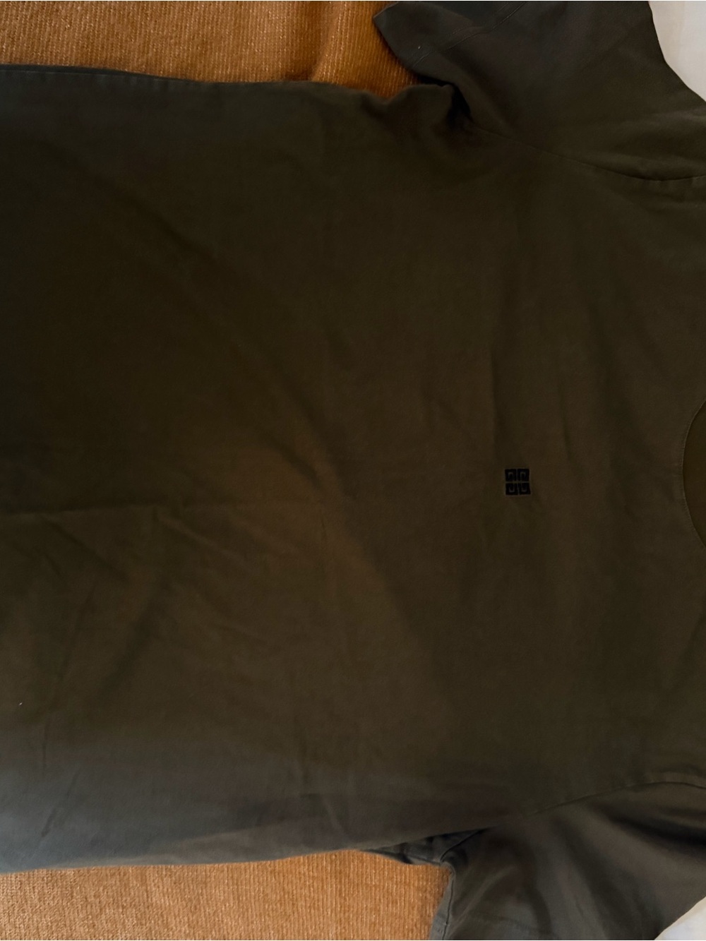 Givenchy Olive Green Short Sleeve Crewneck Tee with Subtle Logo